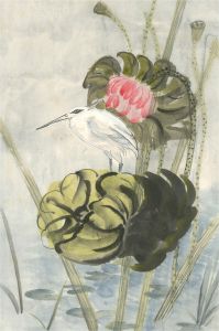 Hu Dongfang - Contemporary Watercolour, Oriental Stork