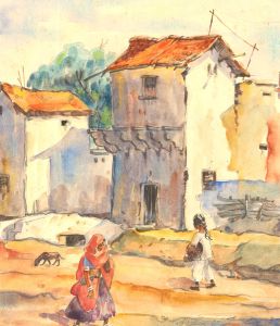 1945 Watercolour - Street Scene, India