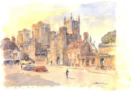 C. J. Brecknell - 1982 Watercolour, A View of Wells Cathedral