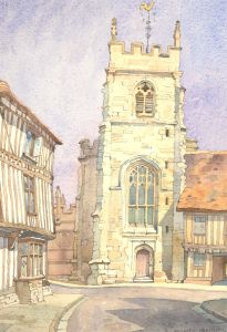 Philip C Priestley (1901-1972) - watercolours, The Guild Chapel, Stratford
