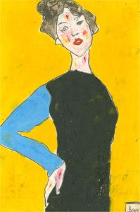 Ben Carrivick - Contemporary Oil, Blue and Black Dress