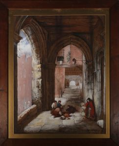 Early 20th Century Watercolour - Beggars In The Cloister