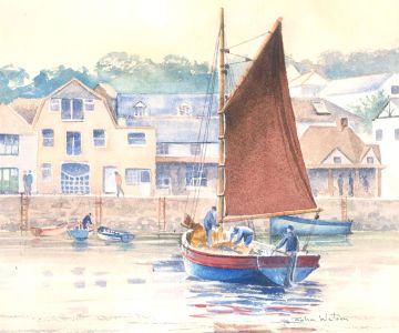John Watson - Contemporary Watercolour, Sailing into the Harbour