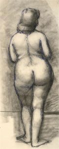 20th Century Charcoal Drawing - Pair of Monochrome Nude Studies