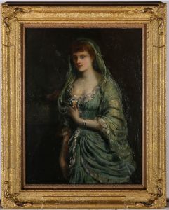 P. Thomas - 19th Century Oil, The Young Debutante