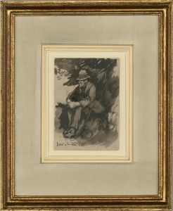 Attrib. Marcus Arthur Boss (1891-1981) - Pen & Ink, A Rest on the Road Side