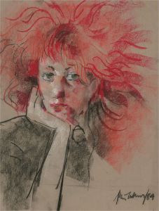 Peter Collins ARCA - 1984 Pastel, Flaming Head Study