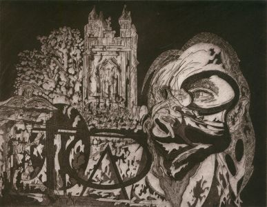 Peter Curran (1948-2006) - Contemporary Etching, Church and Head Study