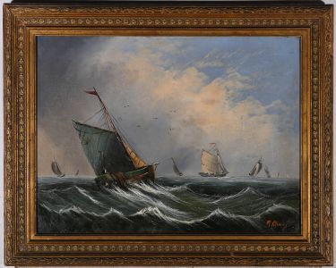 R. Gray - Signed Late 19th Century Oil, Boats at Sea