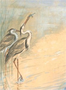 Kris.Y. Kay - 1926 Watercolour, Cranes
