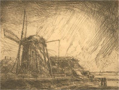 Ronald Olley (b.1923) - Mid 20th Century Etching, Windmill