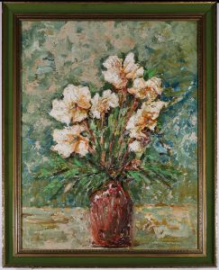 Felix F. - 20th Century Oil, Impasto Flowers