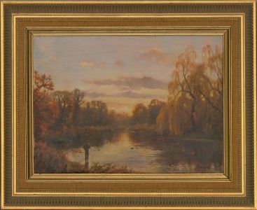 John Frederick Greenwell (1939–2009) - Framed Oil, Sunset on River Gade