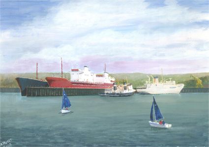 J.A. Pusey - Signed and Dated 2004 Oil, Falmouth Docks