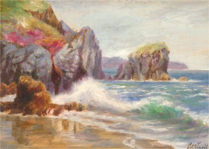 Kent Cottrell - Signed Early 20th Century Oil, Coastal Cliffs