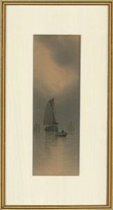 Garman Morris (act.1900-1930) - Framed Early 20th Century Watercolour, Sailing Under Moonlight