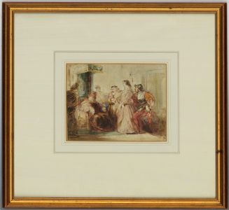 Attrib. Henry Liverseege (1803-1832) - Watercolour, Figures in an Interior
