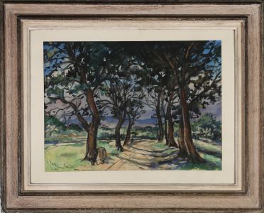 Impressionist 1949 Gouache - Through The Trees