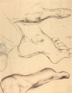 Pair of 20th Century Pen and Ink Drawings - Feet Studies