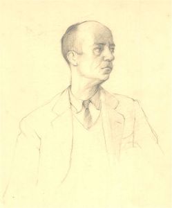20th Century Graphite Drawing - Portrait Of A Man