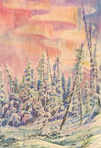 R.W Sayle - Signed 19th Century Watercolour, Aurora Borealis