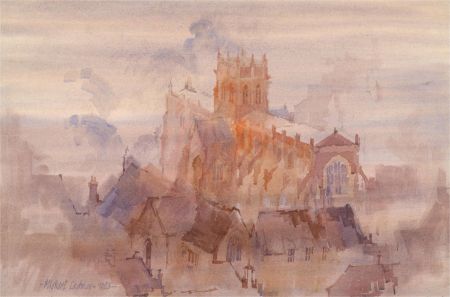 Michael Cadman RI ARCA (1920-2012) - Signed 1983 Watercolour, Sherborne Abbey