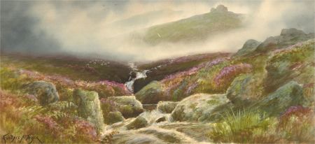 Eustace Arthur Tozer (1869–1931)- Early 20th Century Watercolour, Misty Dartmoor