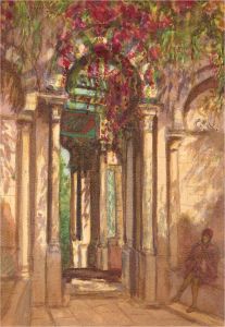 Noel Syers - 1927 Watercolour, The Garden Courtyard
