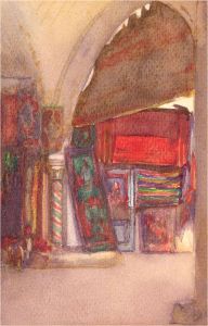 Noel Syers - 1927 Watercolour, Moroccan Market Stalls