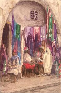 Noel Syers - 1927 Watercolour, Textile Vendor
