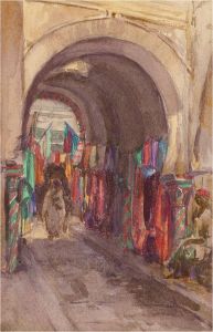 Noel Syers - 1927 Watercolour, Market In The Alley
