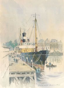 Stuart Beck - 1973 Watercolour, An Old Steamer