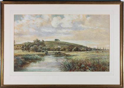 C. B. Core - 1932 Watercolour, Cattle by the River