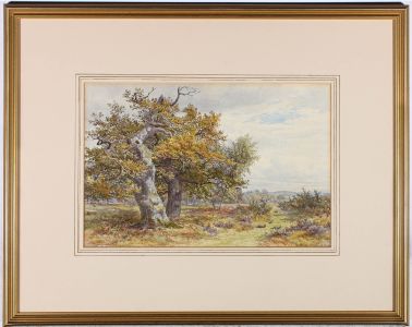 William Wilde (1826-1901) - Framed 1870 Watercolour, Parkland Landscape