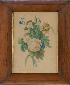 Framed Late 19th Century Watercolour - Bouquet of Flowers