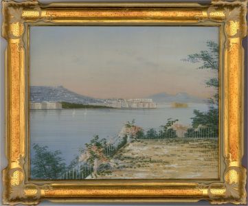 Framed 1951 Gouache - Bay of Naples