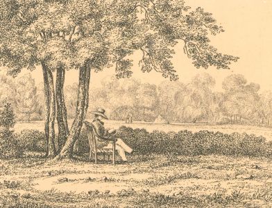 Anne Constance Draper - Early 19th Century Pen and Ink Drawing, In the Garden