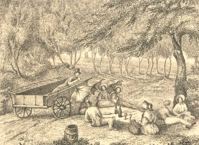 Anne Constance Draper - 1832 Pen and Ink Drawing, The Picnic