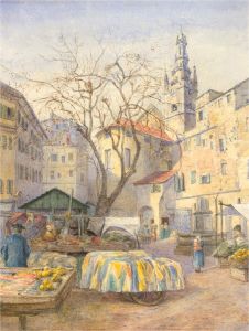 Anne, Elizabeth and Annie Salter - Late 19th Century Watercolour, Market Square