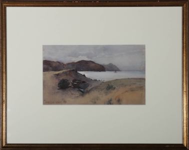 Carleton Grant (1858-1930) - 1893 Watercolour, Boats in the Dunes