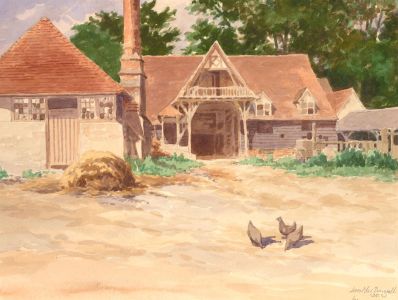 Ian MacDougall - 1935 Watercolour, South Park Farm, Penshurst