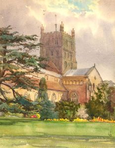 E. W - Mid 20th Century Watercolour, Church Gardens