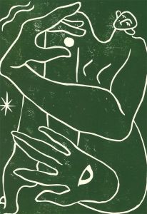 Isabelle Mulvany - 2022 Linoprint, Hold The Moon And See All (Green) II