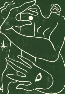 Isabelle Mulvany - 2022 Linoprint, Hold The Moon And See All (Green) IIII