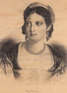 J. E. Odlum - For Restoration 19th Century Charcoal Drawing, Roxelana