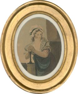 J. Wheatley - Oval Framed Early 19th Century Watercolour, The Maid