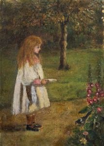 Late 19th Century Oil - Feeding the Magpie