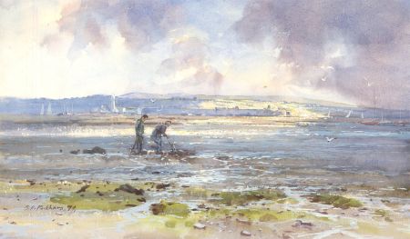 Barry A. Peckham (b.1945) - Signed and dated 1994 Watercolour, Bait Diggers