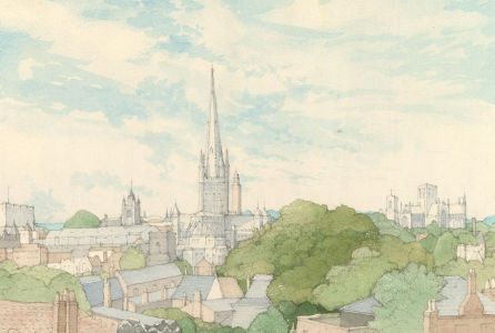 Kenneth Pengally - Signed and dated 1965 Watercolour, Norwich Cathedral