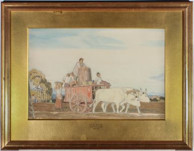 Charles March Gere RA (1869–1957) - 1923 Watercolour, The Ox Cart
